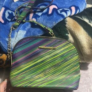 Steve Madden Green and Purple Crossbody Bag with Metallic Chain